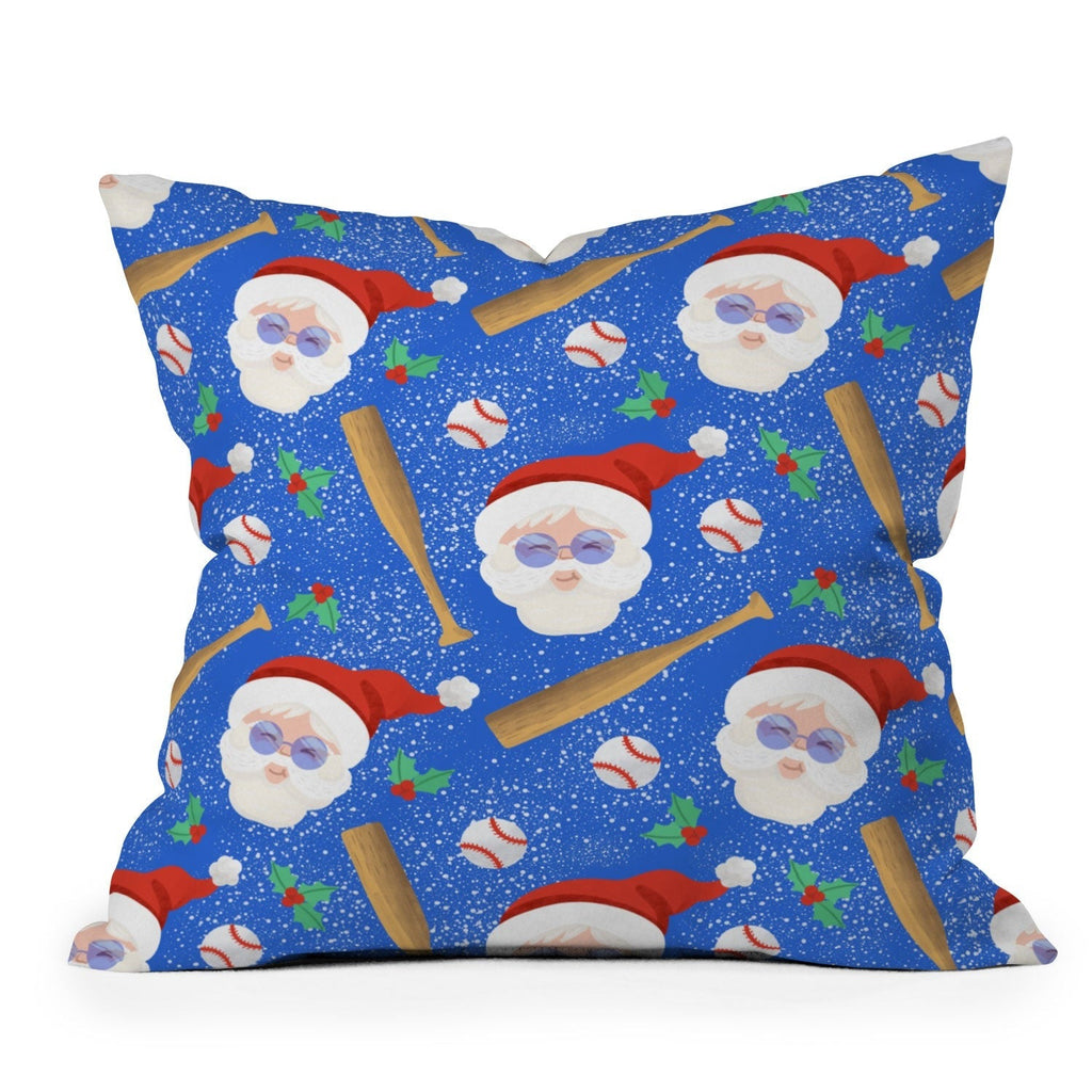 Design by Spark Sporty Baseball Santa Outdoor Throw Pillow