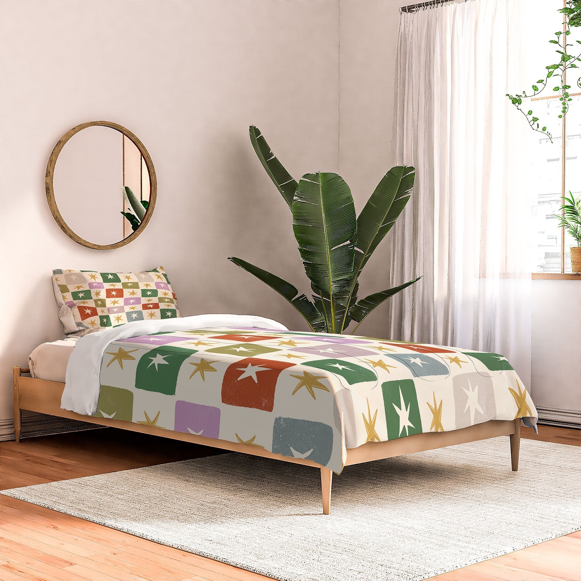 LouBruzzoni Retro Star Block Pattern Comforter