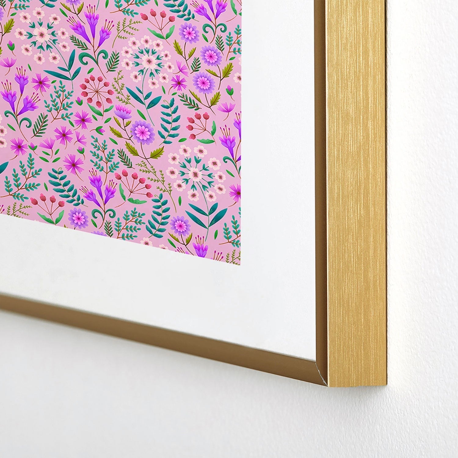 Pimlada Phuapradit Ditsy Purple Floral Half Drop Metal Framed Art Print