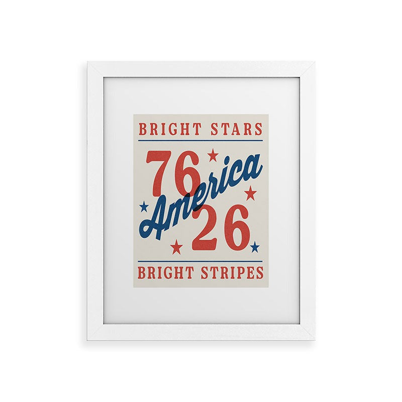 DENY Designs Bright Stars Bright Stripes Framed Art Print