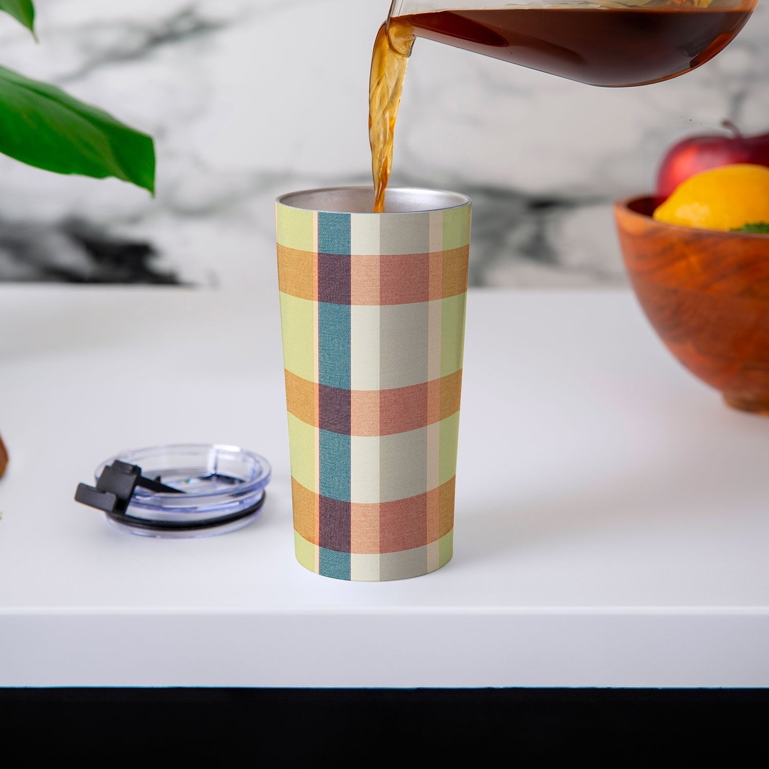 Marta Barragan Camarasa Retro Picnic Plaid Warm Tones Travel Mug