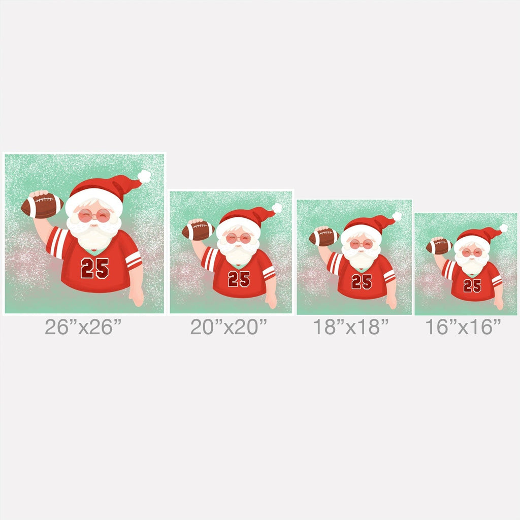 Design by Spark Sporty Football Santa Outdoor Throw Pillow