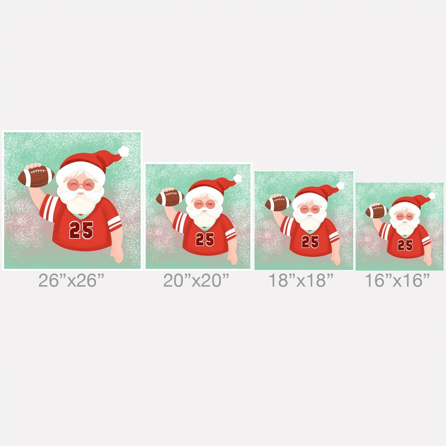 Design by Spark Sporty Football Santa Outdoor Throw Pillow