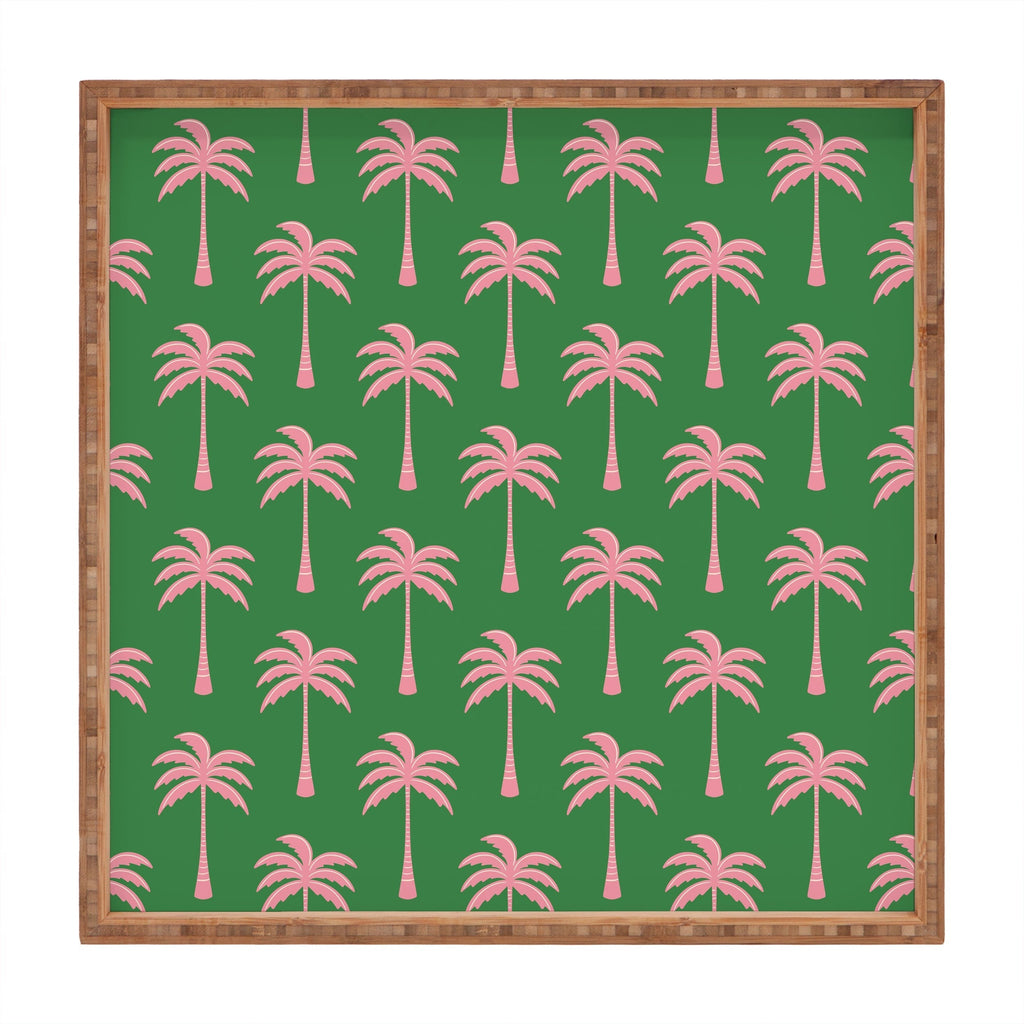 Design by Spark Pink Palm Tree Oasis Square Tray