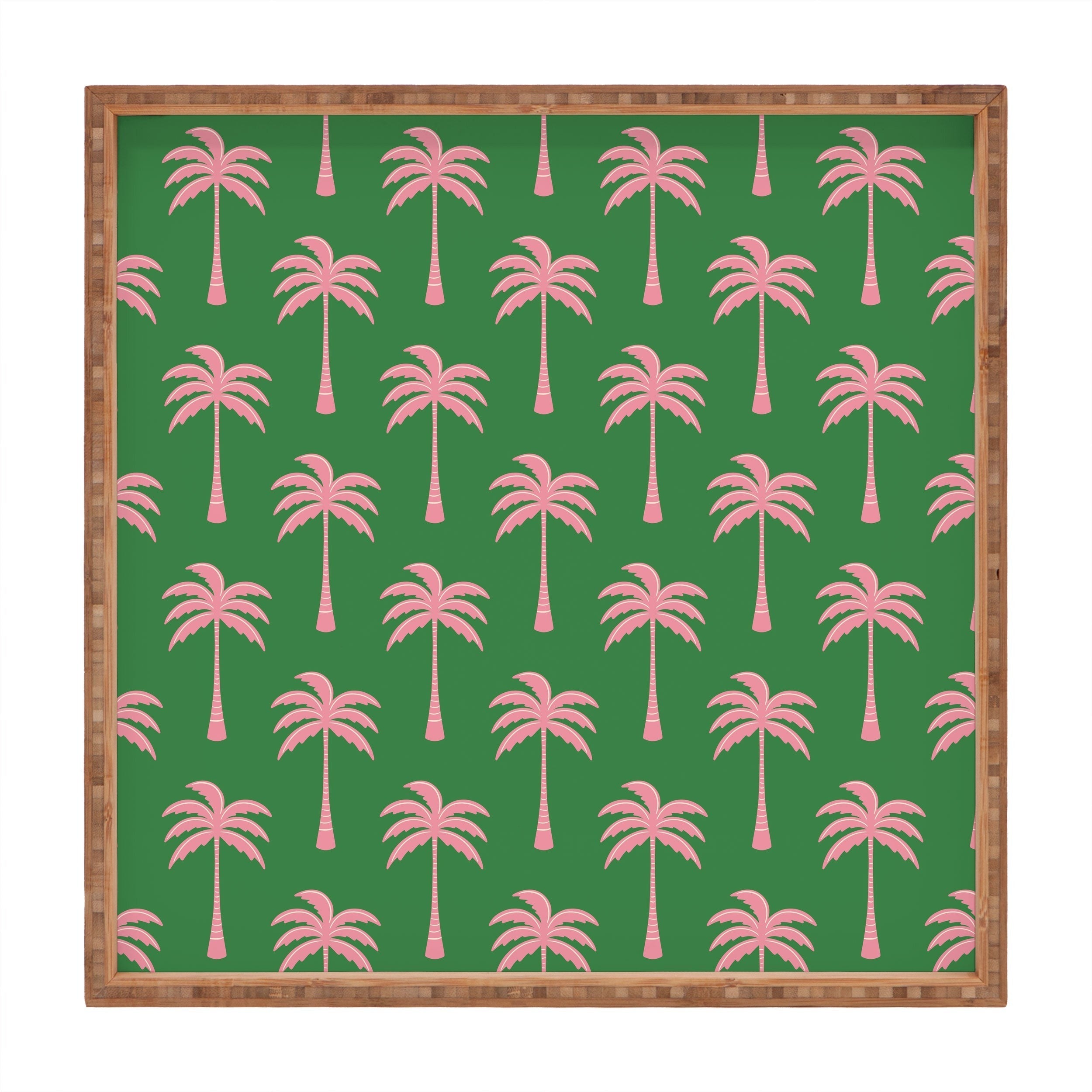 Design by Spark Pink Palm Tree Oasis Square Tray