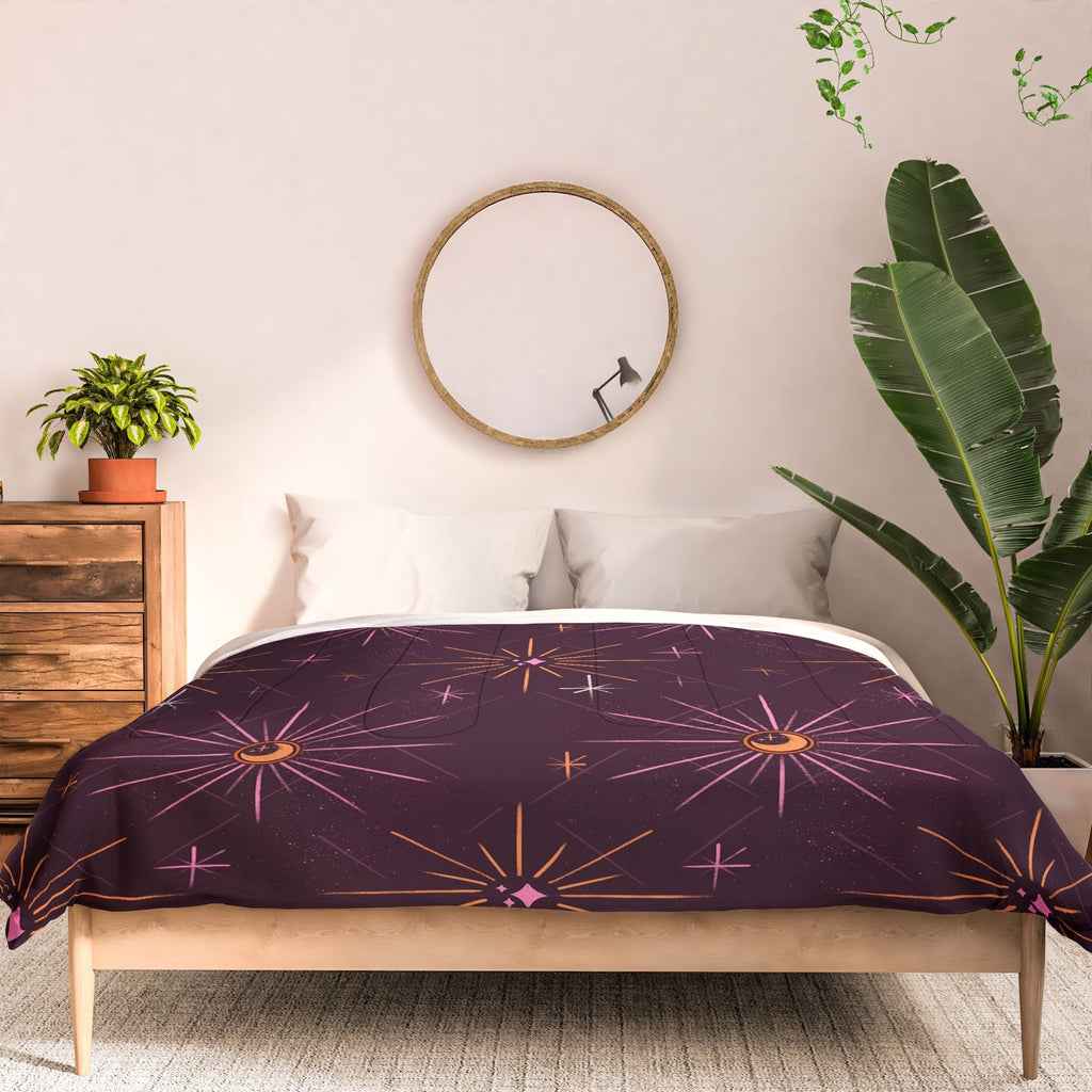 Little Om Pattern Little Moon plum Comforter