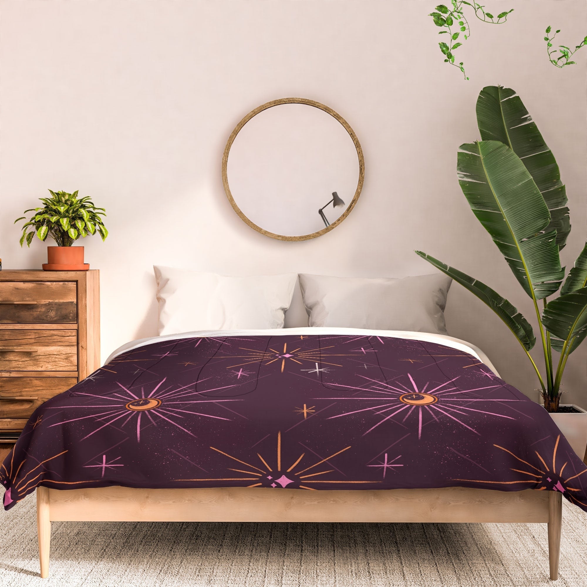 Little Om Pattern Little Moon plum Comforter