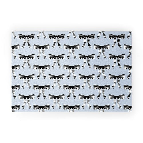 Design by Spark Black Striped Bows Welcome Mat