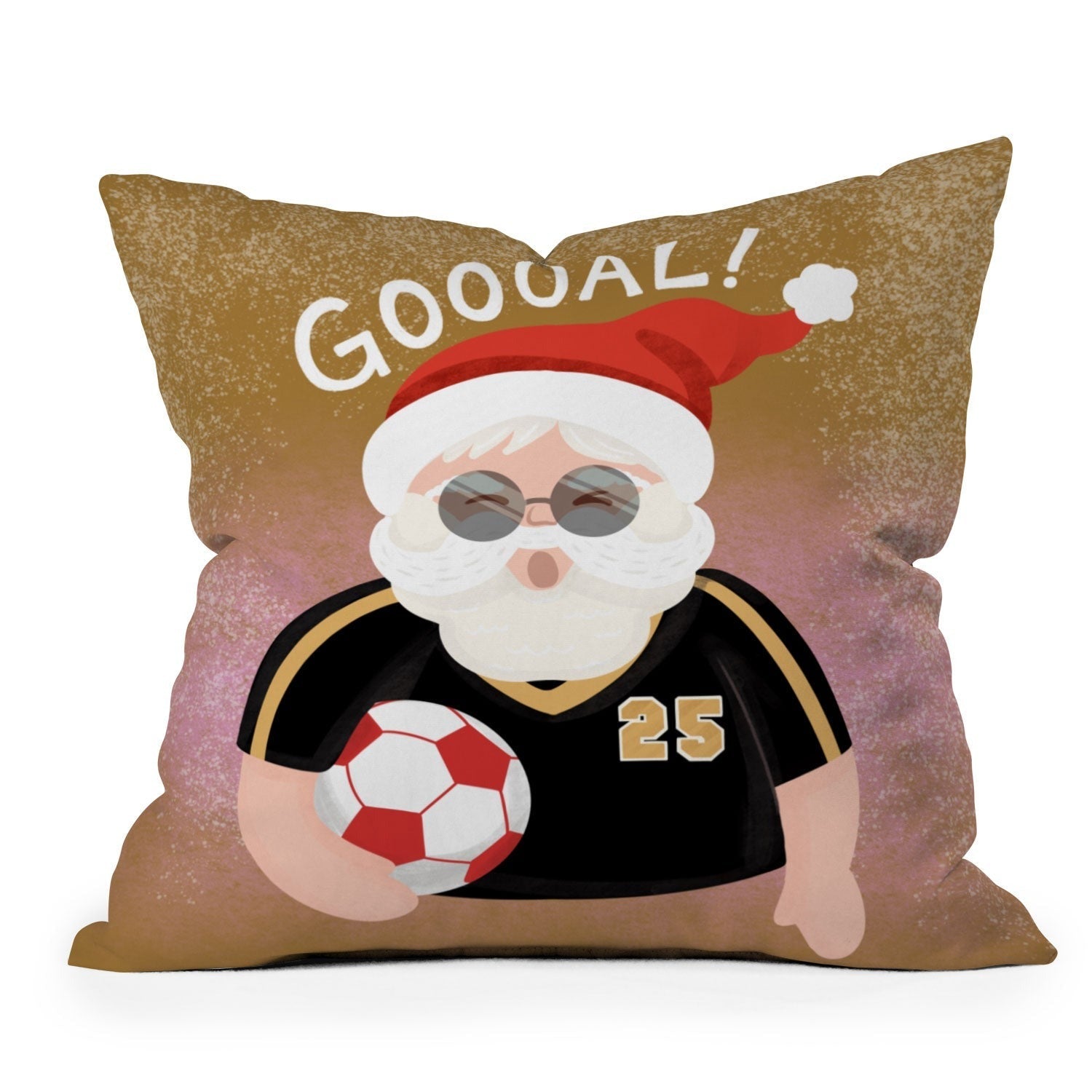 Design by Spark Sporty Soccer Santa Throw Pillow