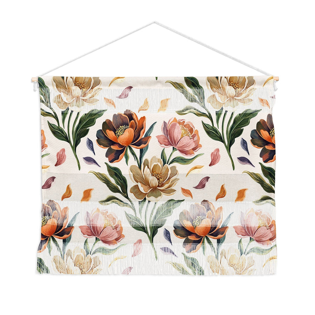 Marta Barragan Camarasa Hand Painted Peony Florals Wall Hanging Landscape