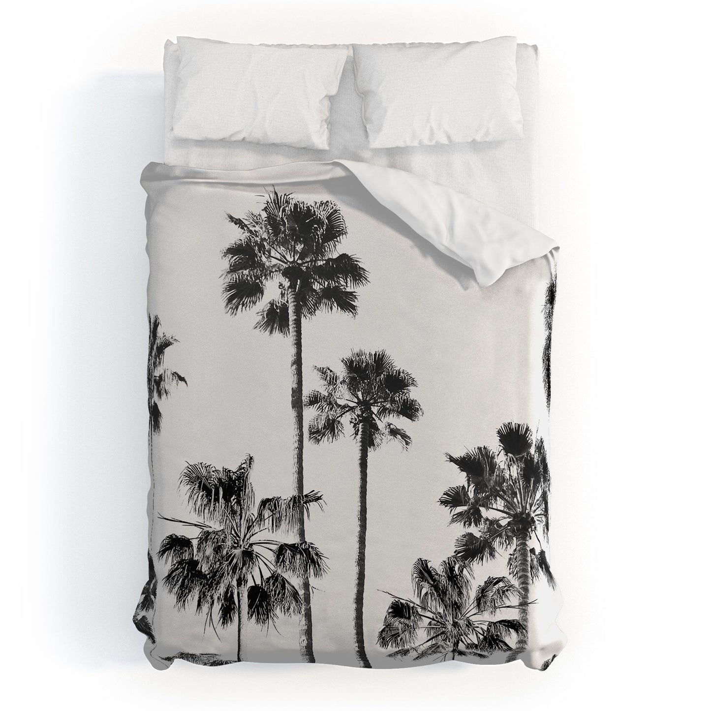 Gal Design Black And White Palms Duvet Cover
