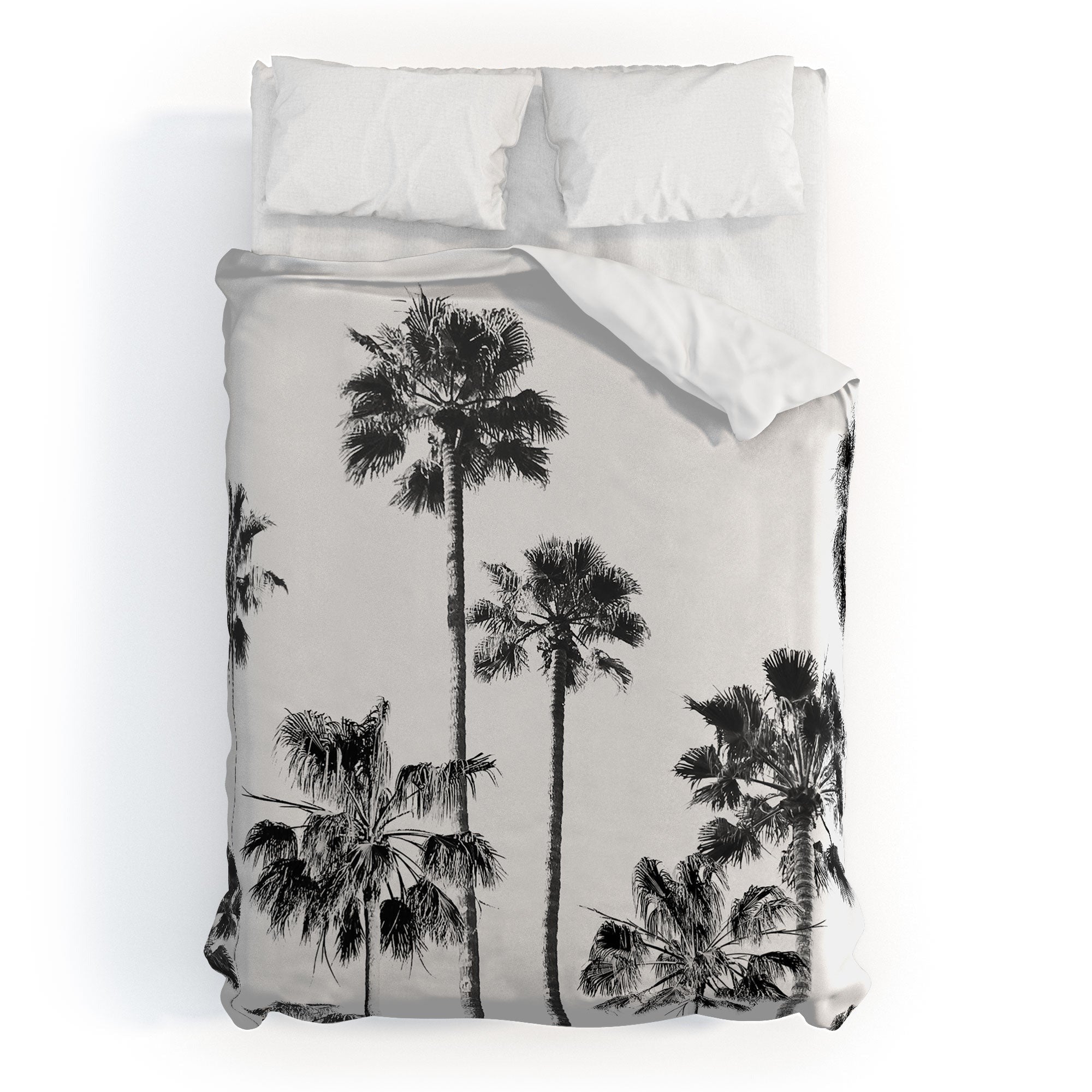 Gal Design Black And White Palms Duvet Cover