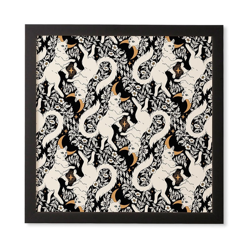 Avenie Celestial Cats Gold Framed Wall Art