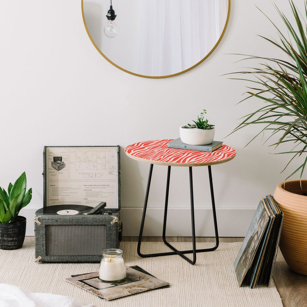 Avenie BR Red Zebra Stripe Round Side Table