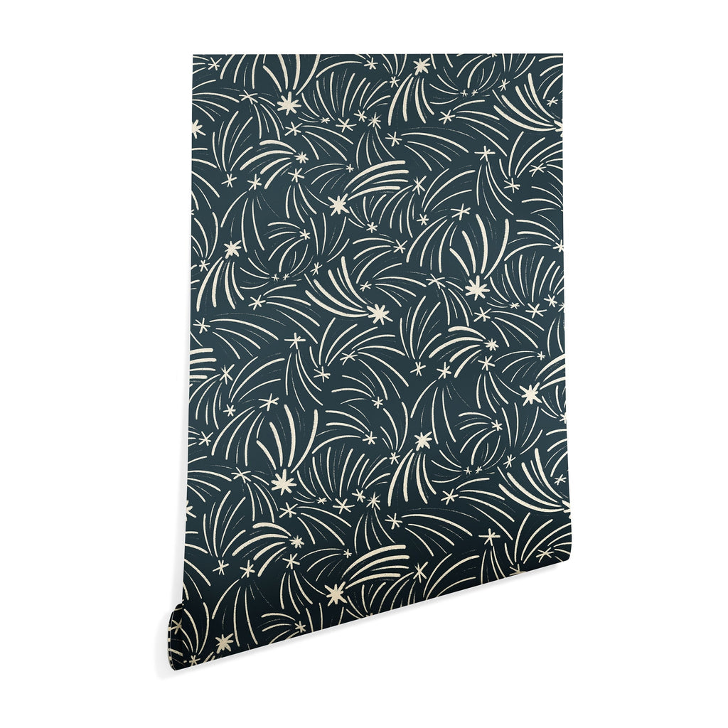 Little Om Pattern Shooting Stars blue Wallpaper