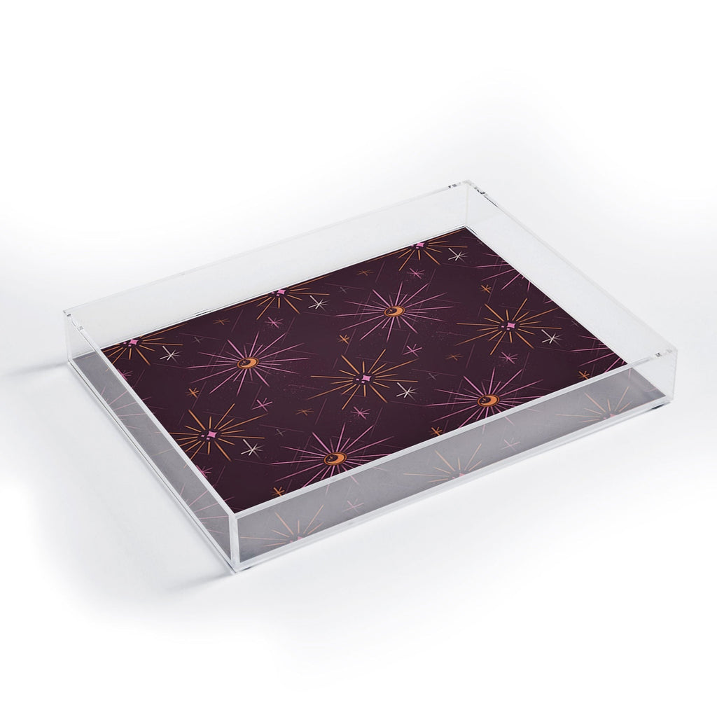Little Om Pattern Little Moon plum Acrylic Tray