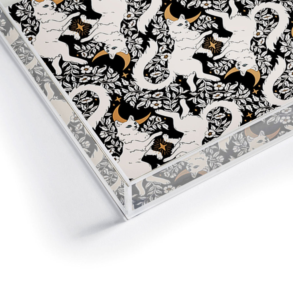 Avenie Celestial Cats Gold Acrylic Tray