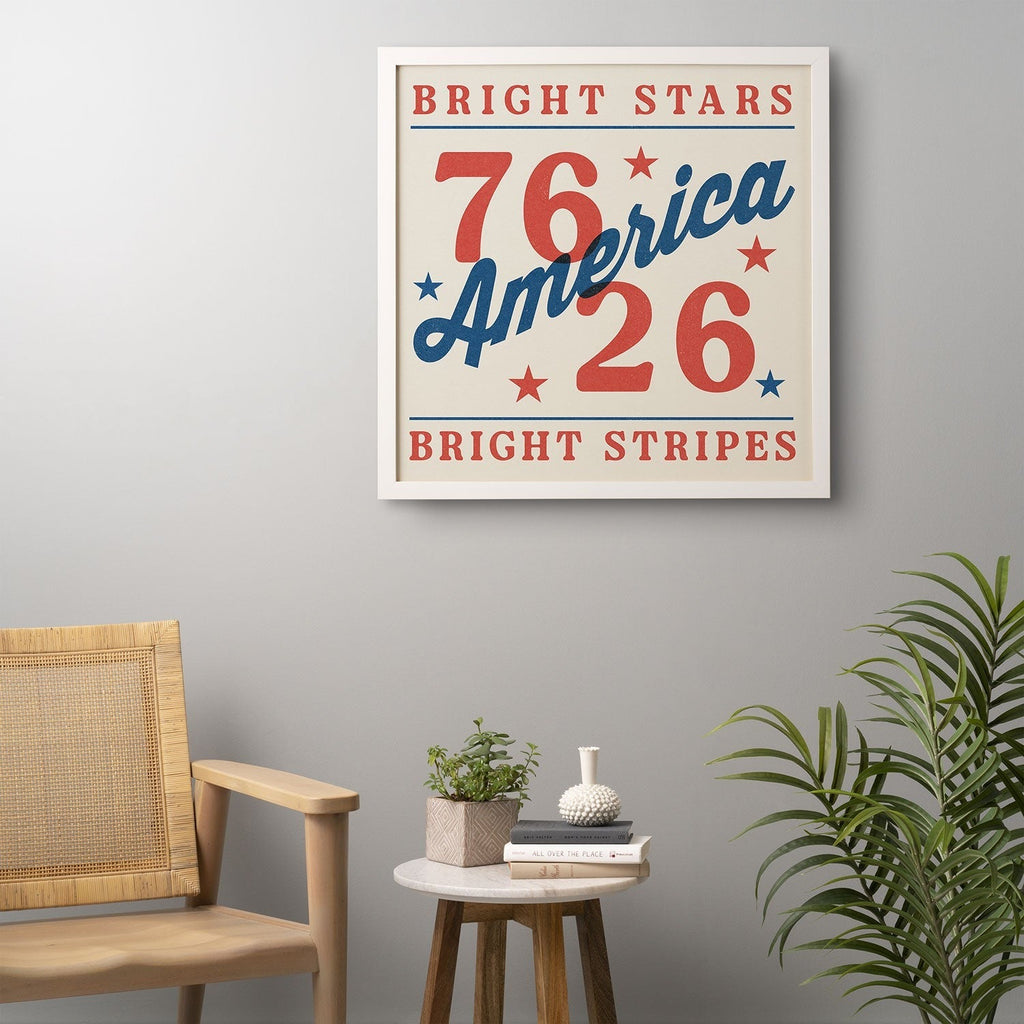 DENY Designs Bright Stars Bright Stripes Framed Wall Art