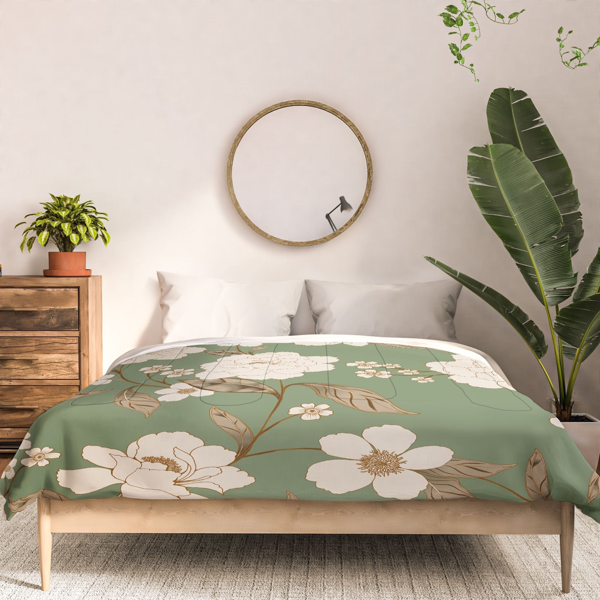 Gabriela Fuente Olive Floral Roberta Comforter