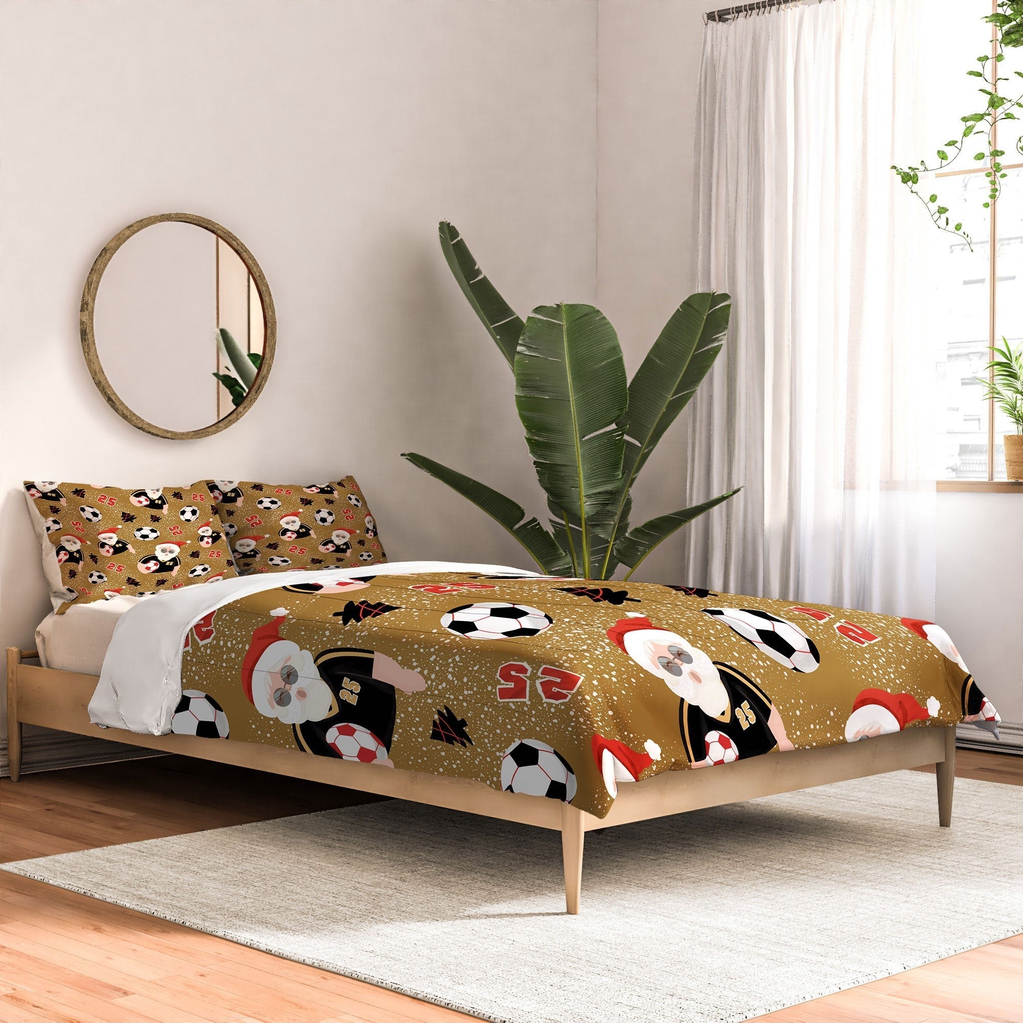 Design by Spark Sporty Soccer Santa Holiday Comforter