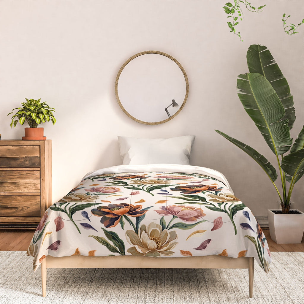 Marta Barragan Camarasa Hand Painted Peony Florals Comforter