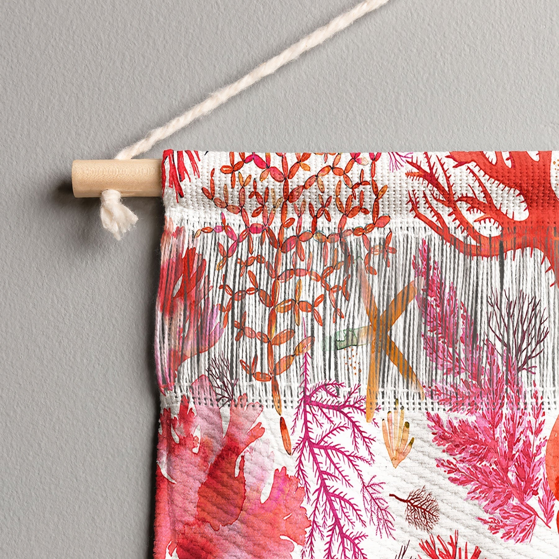 Ninola Design Botanic Retreat Coral Reef Crab Lobster Red Wall Hanging Landscape