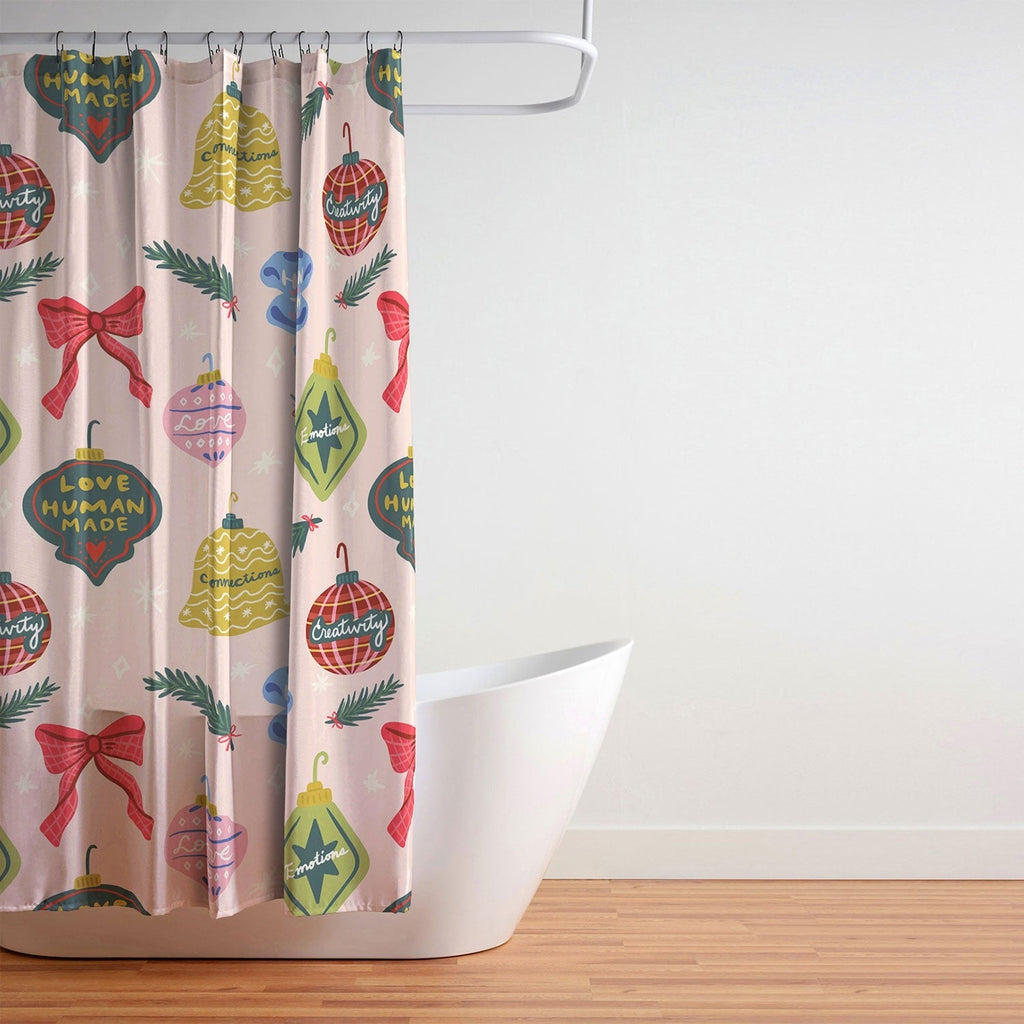 Design by Spark Love Human Made Christmas Ornaments Shower Curtain