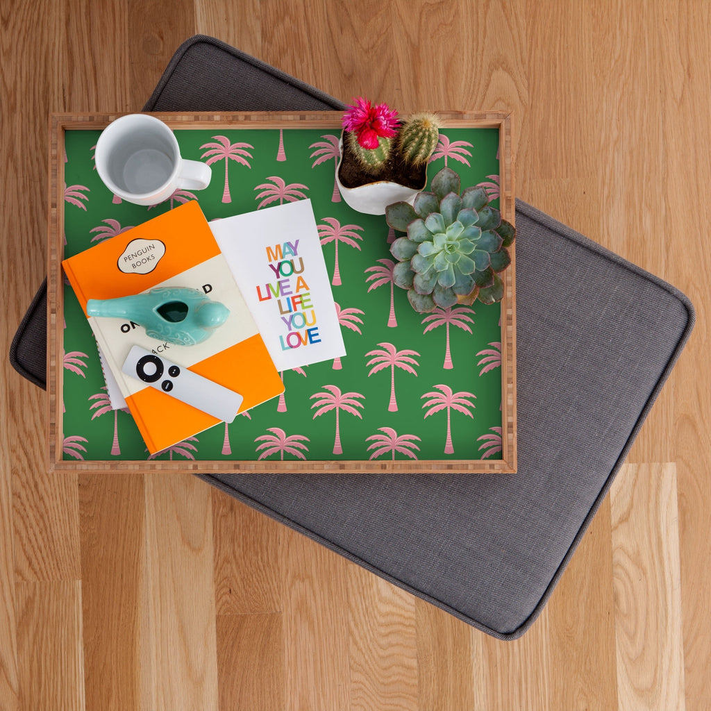 Design by Spark Pink Palm Tree Oasis Rectangular Tray