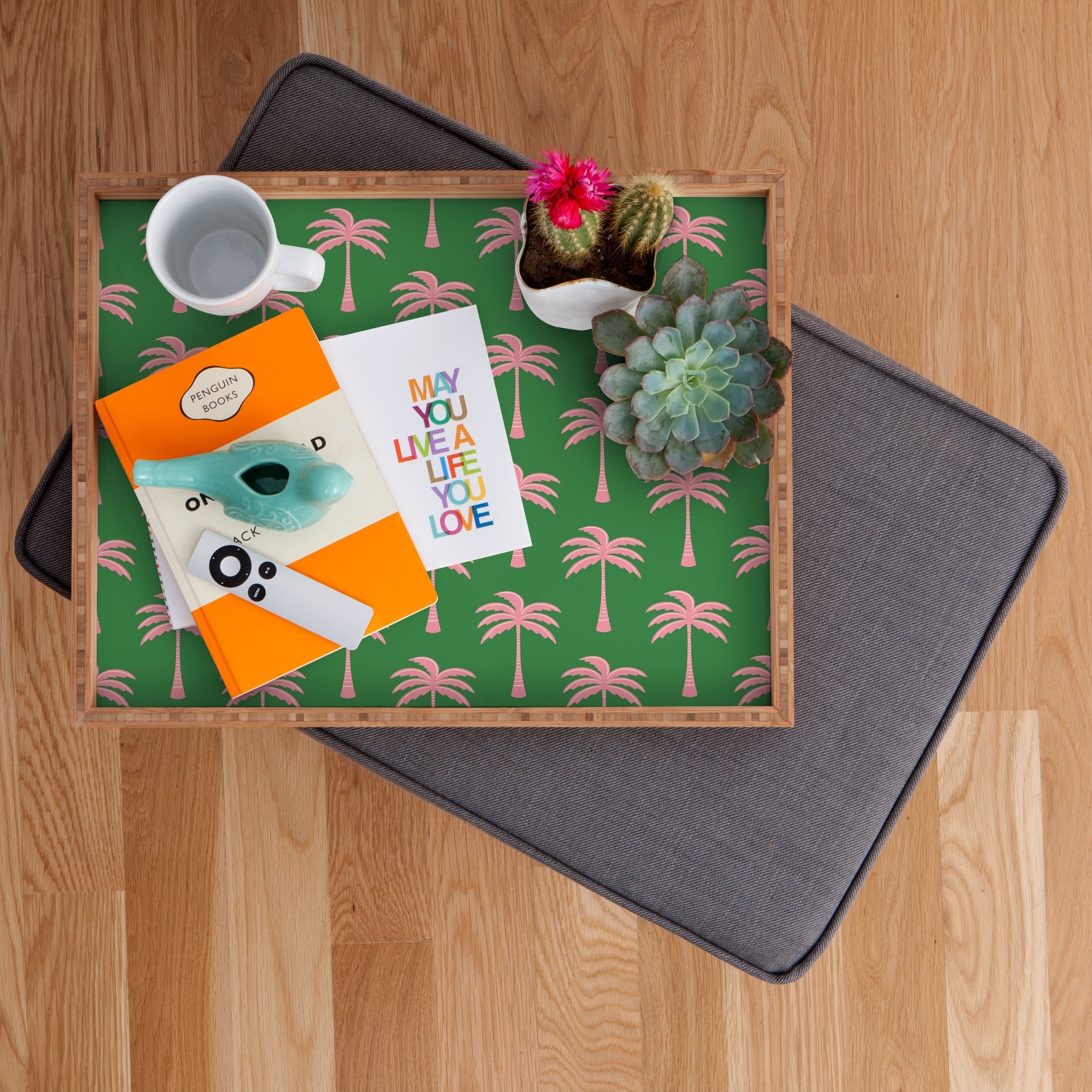 Design by Spark Pink Palm Tree Oasis Rectangular Tray