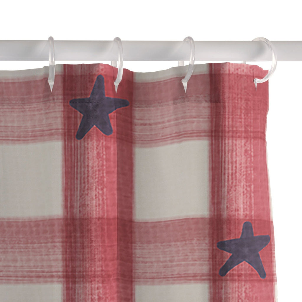 DENY Designs Red Gingham plus Stars Shower Curtain