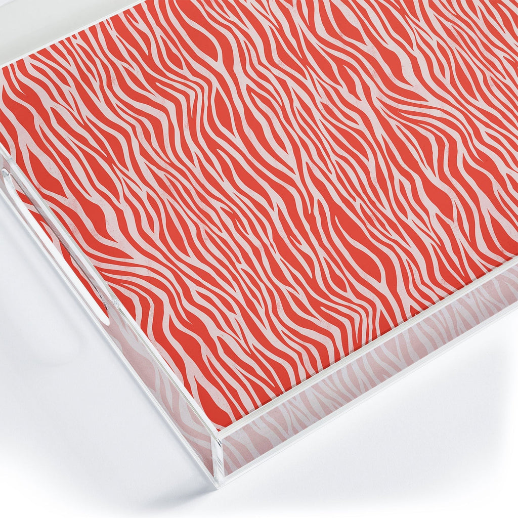 Avenie BR Red Zebra Stripe Acrylic Tray