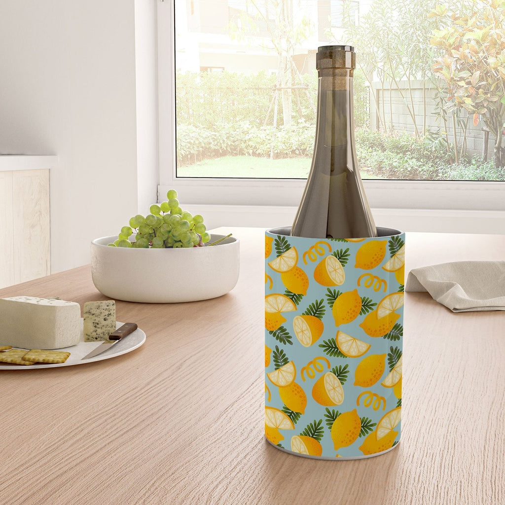 Jessica Molina Lemon Pattern on Sky Blue Wine Chiller
