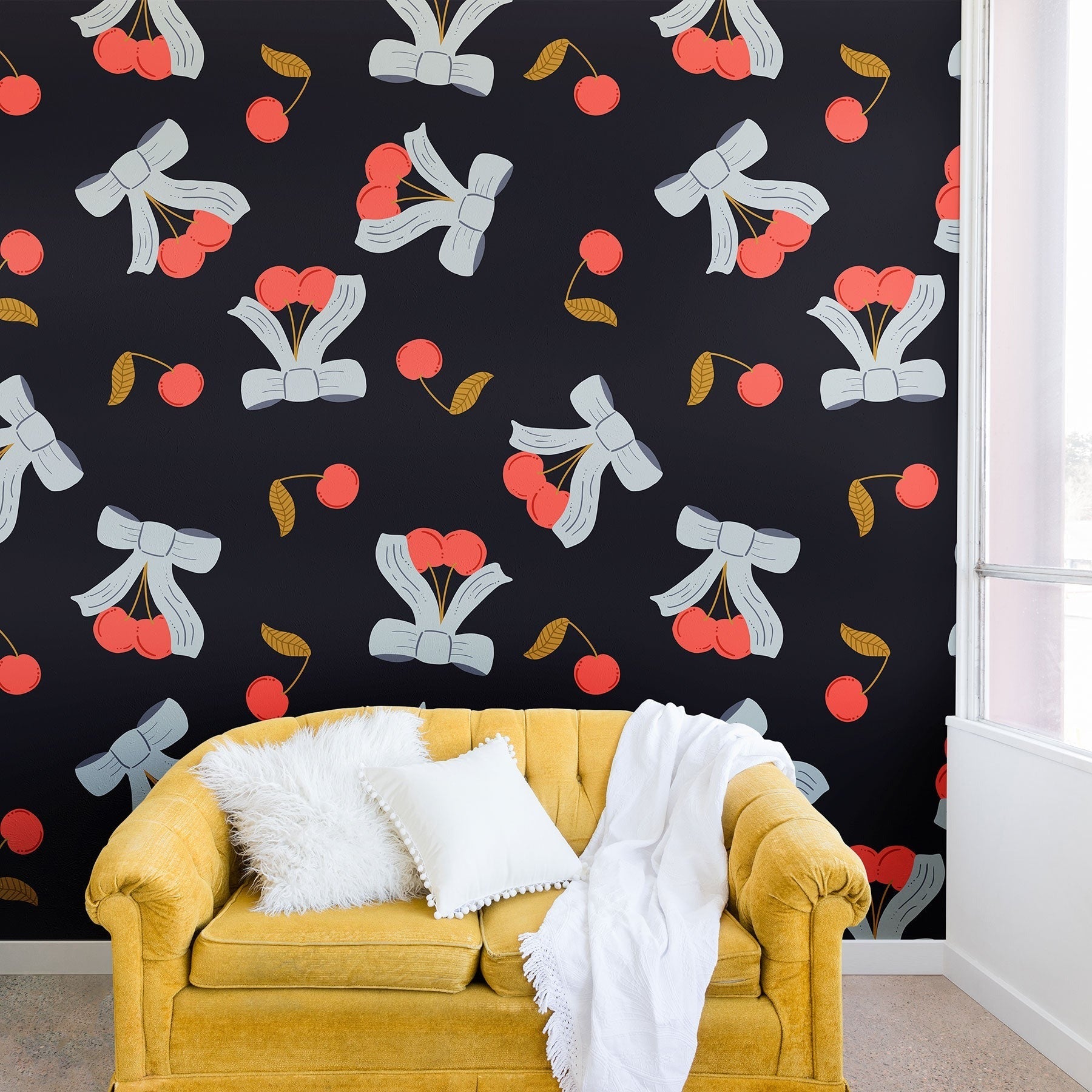 Jennifer Labre Cherries and Bows Wall Mural