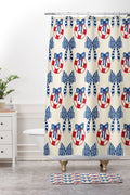 Design by Spark Nautical Christmas Bows Shower Curtain And Mat