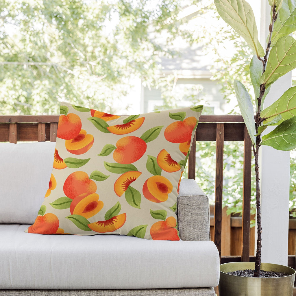 Jessica Molina Peach Pattern Outdoor Throw Pillow