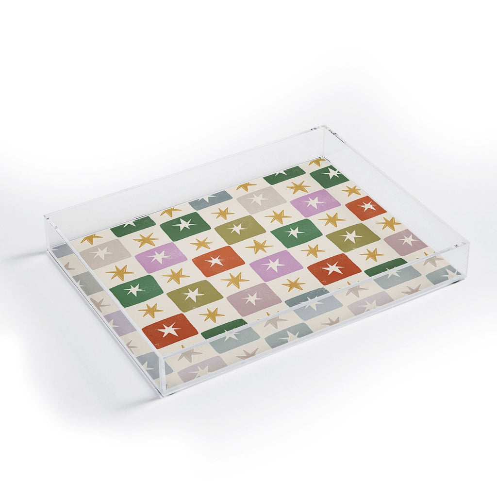 LouBruzzoni Retro Star Block Pattern Acrylic Tray