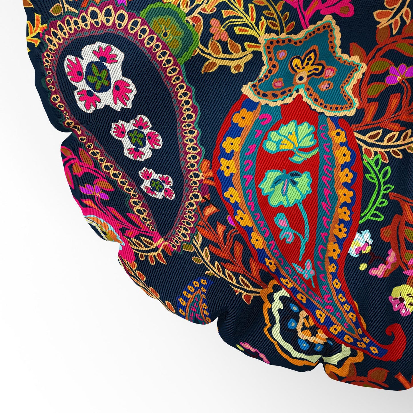 Rachelle Roberts Boho Paisley Navy Floor Pillow Round