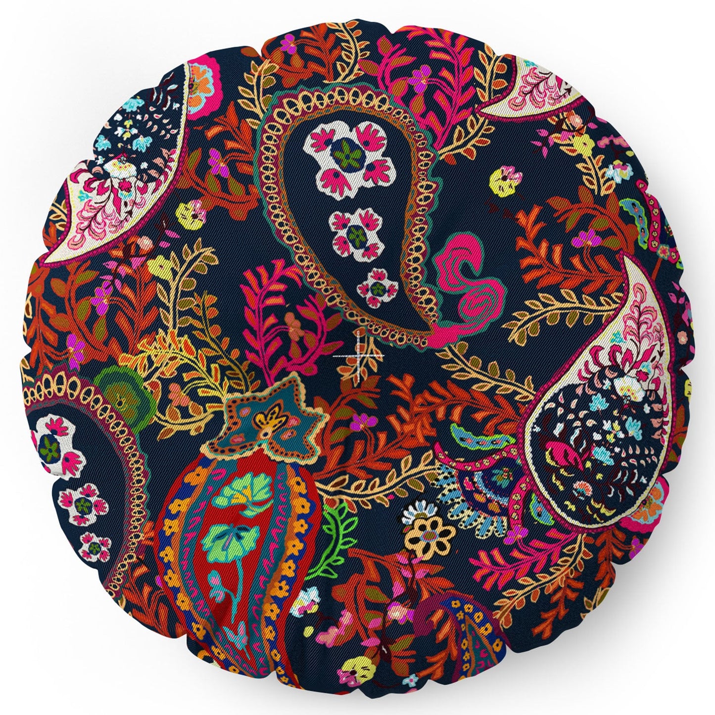 Rachelle Roberts Boho Paisley Navy Floor Pillow Round