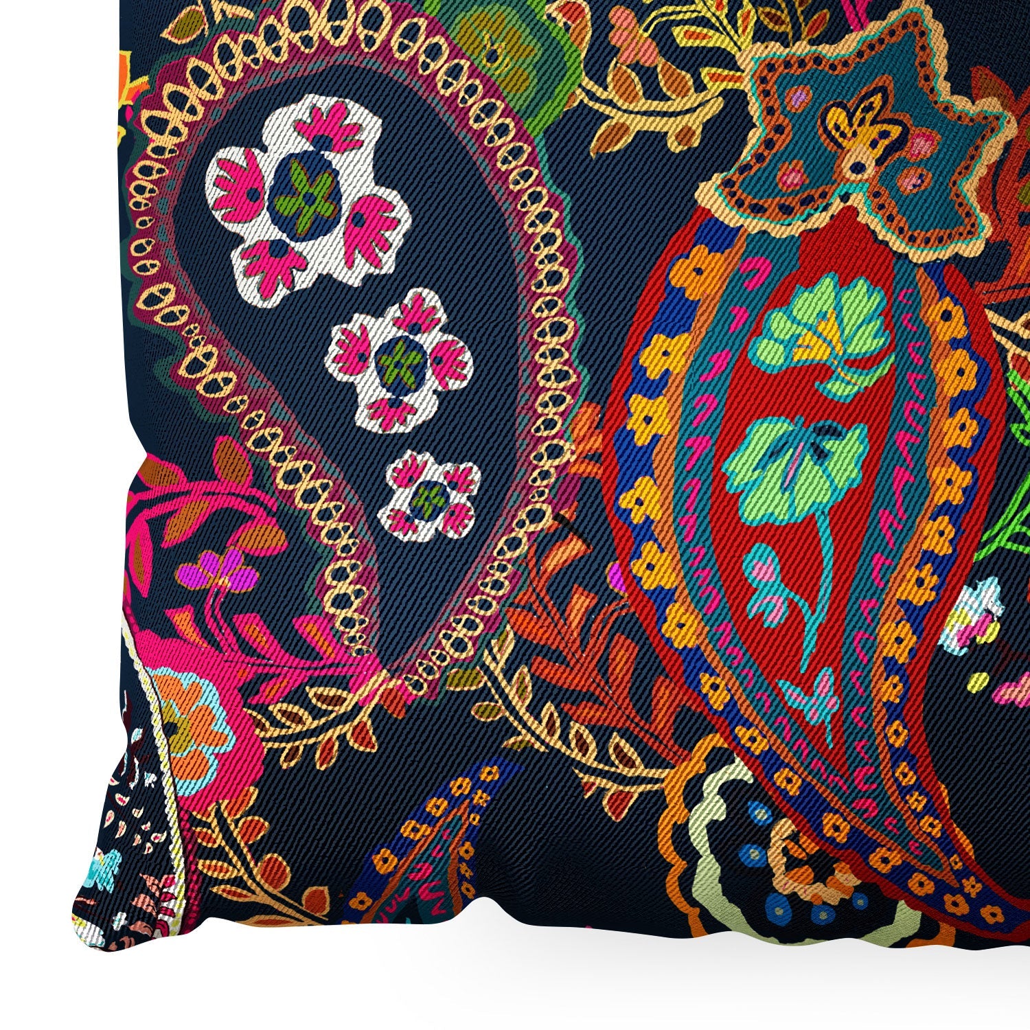 Rachelle Roberts Boho Paisley Navy Floor Pillow Square