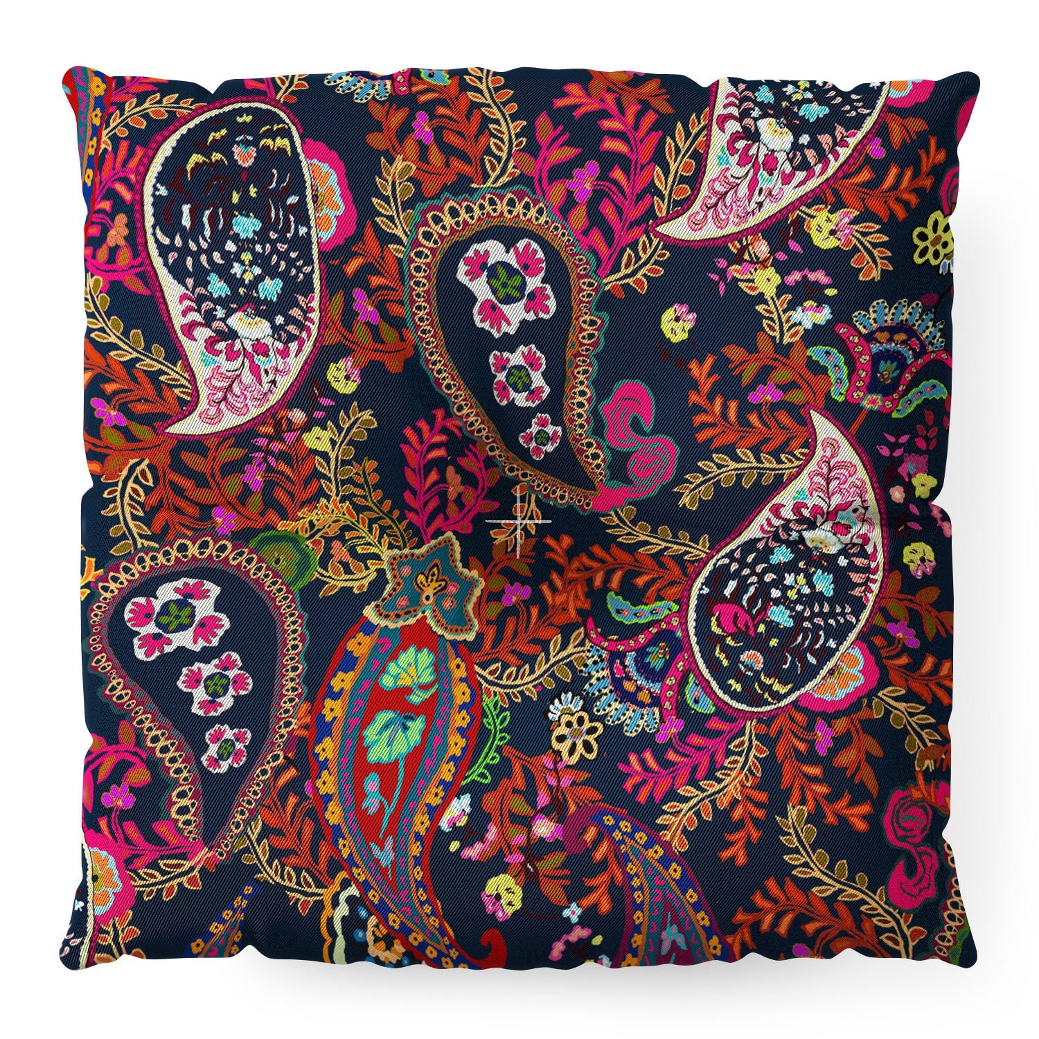 Rachelle Roberts Boho Paisley Navy Floor Pillow Square