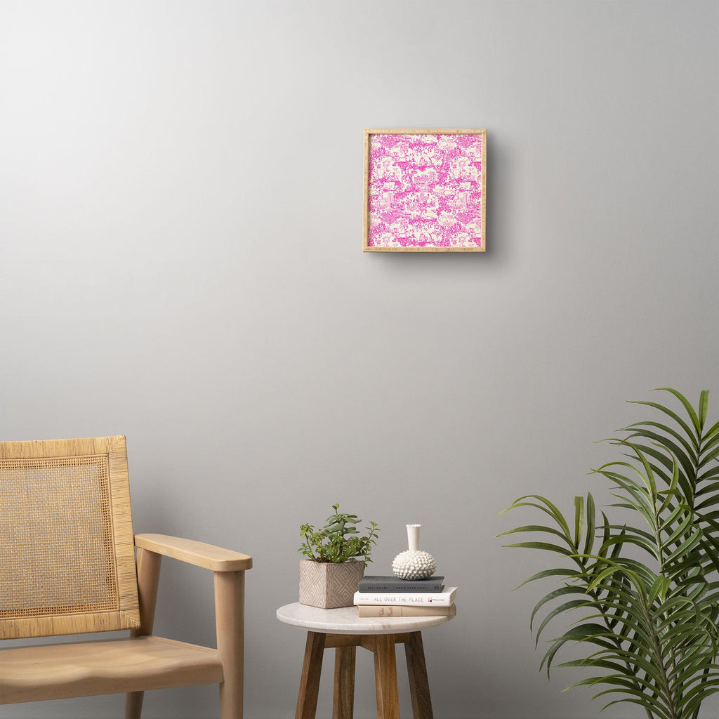 Rachelle Roberts Farm Land Toile In Pink Framed Wall Art