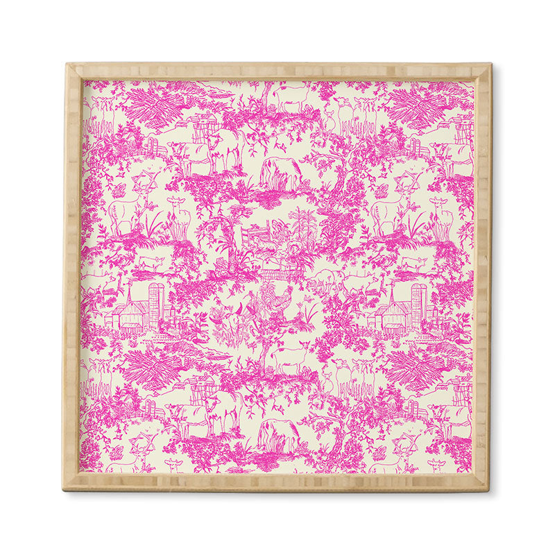 Rachelle Roberts Farm Land Toile In Pink Framed Wall Art