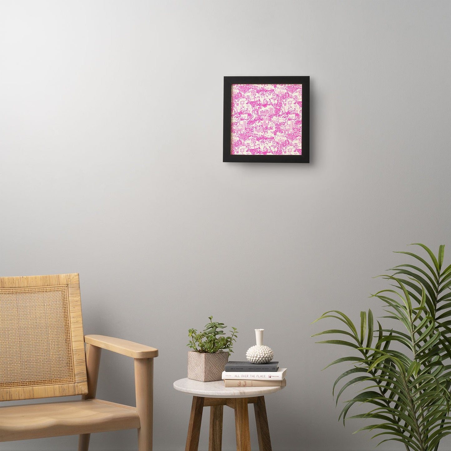 Rachelle Roberts Farm Land Toile In Pink Framed Wall Art