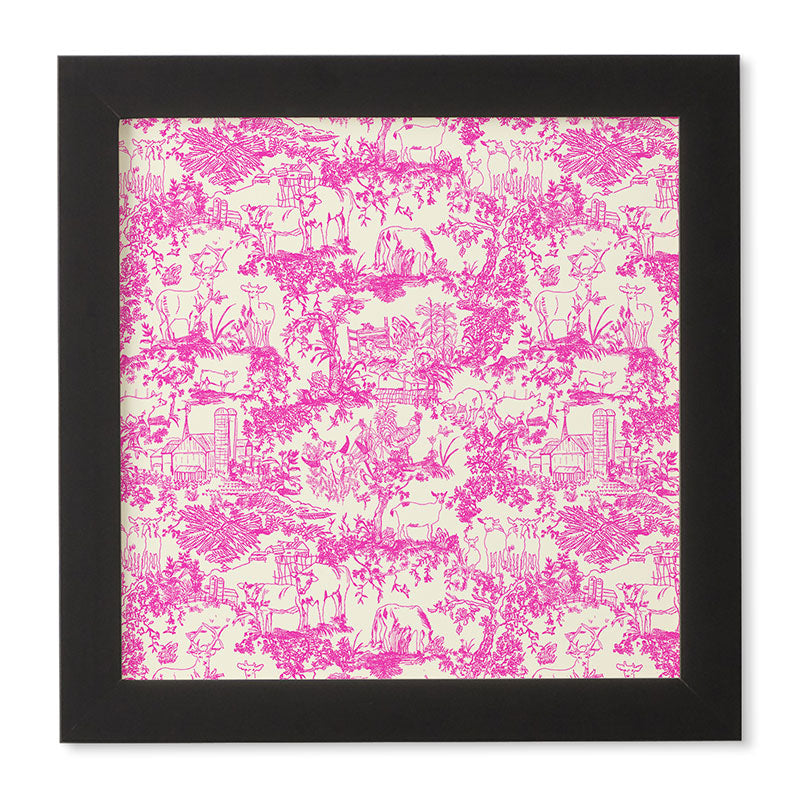Rachelle Roberts Farm Land Toile In Pink Framed Wall Art