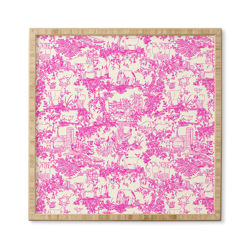 Rachelle Roberts Farm Land Toile In Pink Framed Wall Art