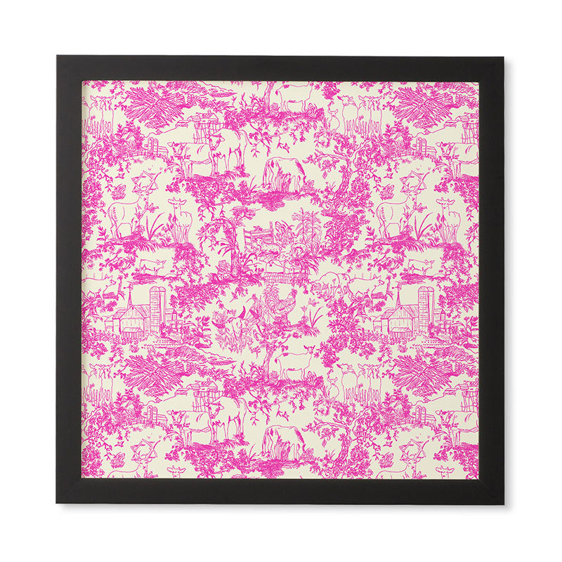 Rachelle Roberts Farm Land Toile In Pink Framed Wall Art