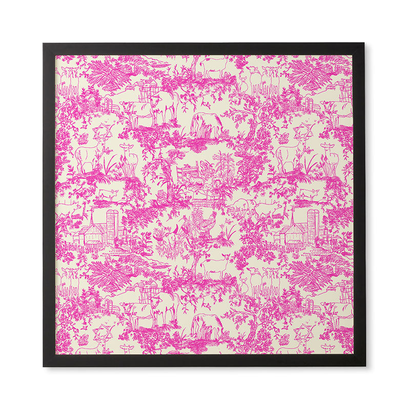 Rachelle Roberts Farm Land Toile In Pink Framed Wall Art