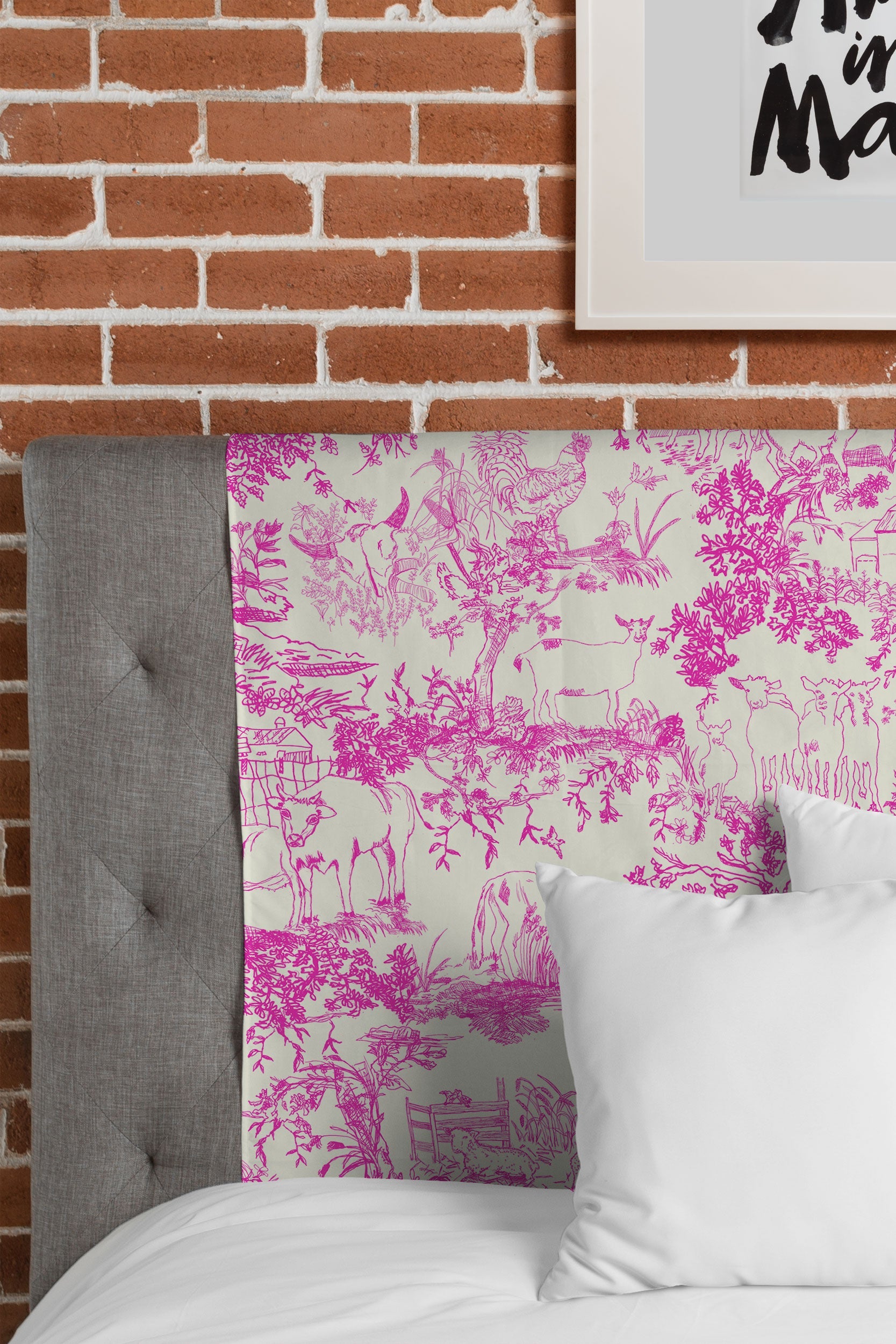 Rachelle Roberts Farm Land Toile In Pink Tapestry