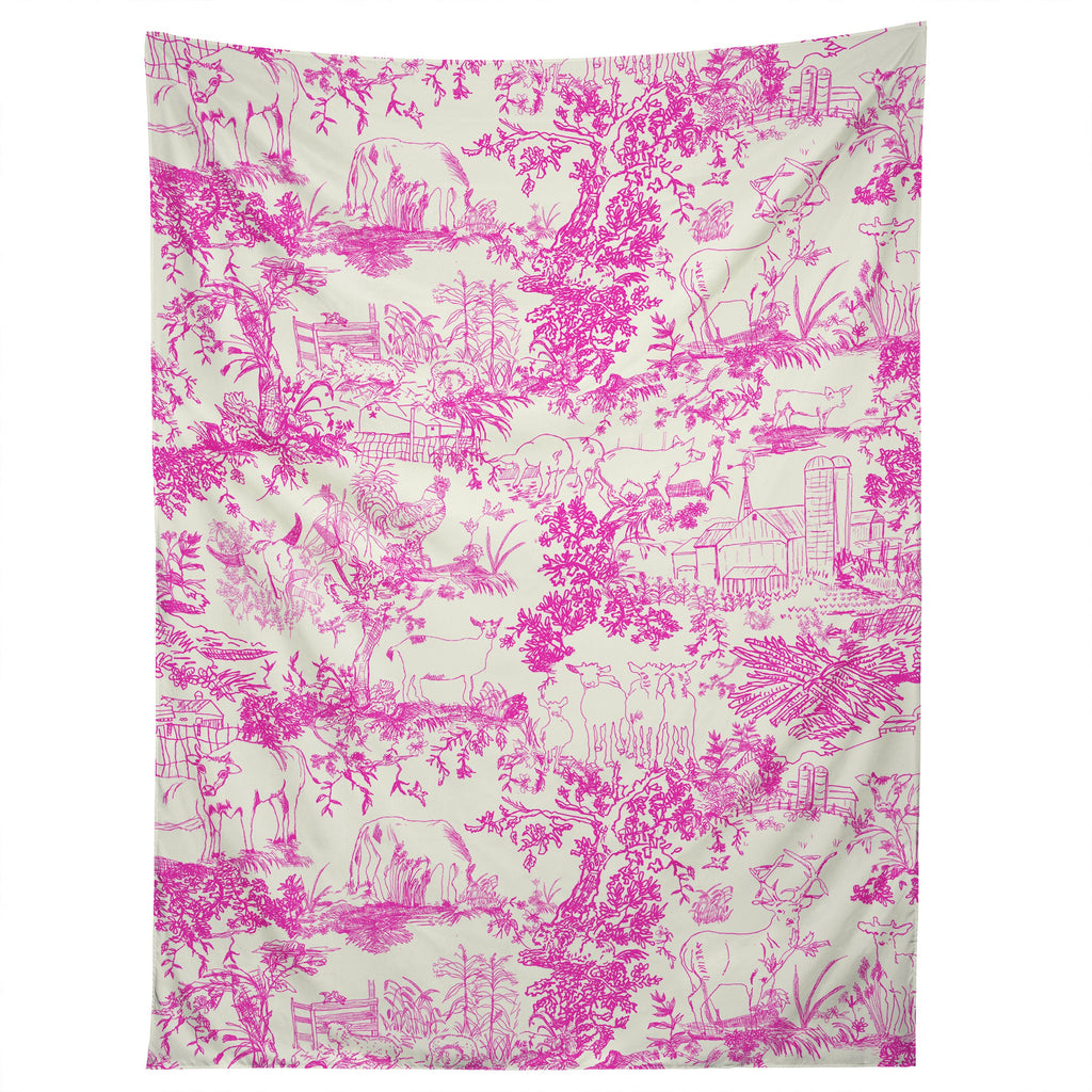 Rachelle Roberts Farm Land Toile In Pink Tapestry