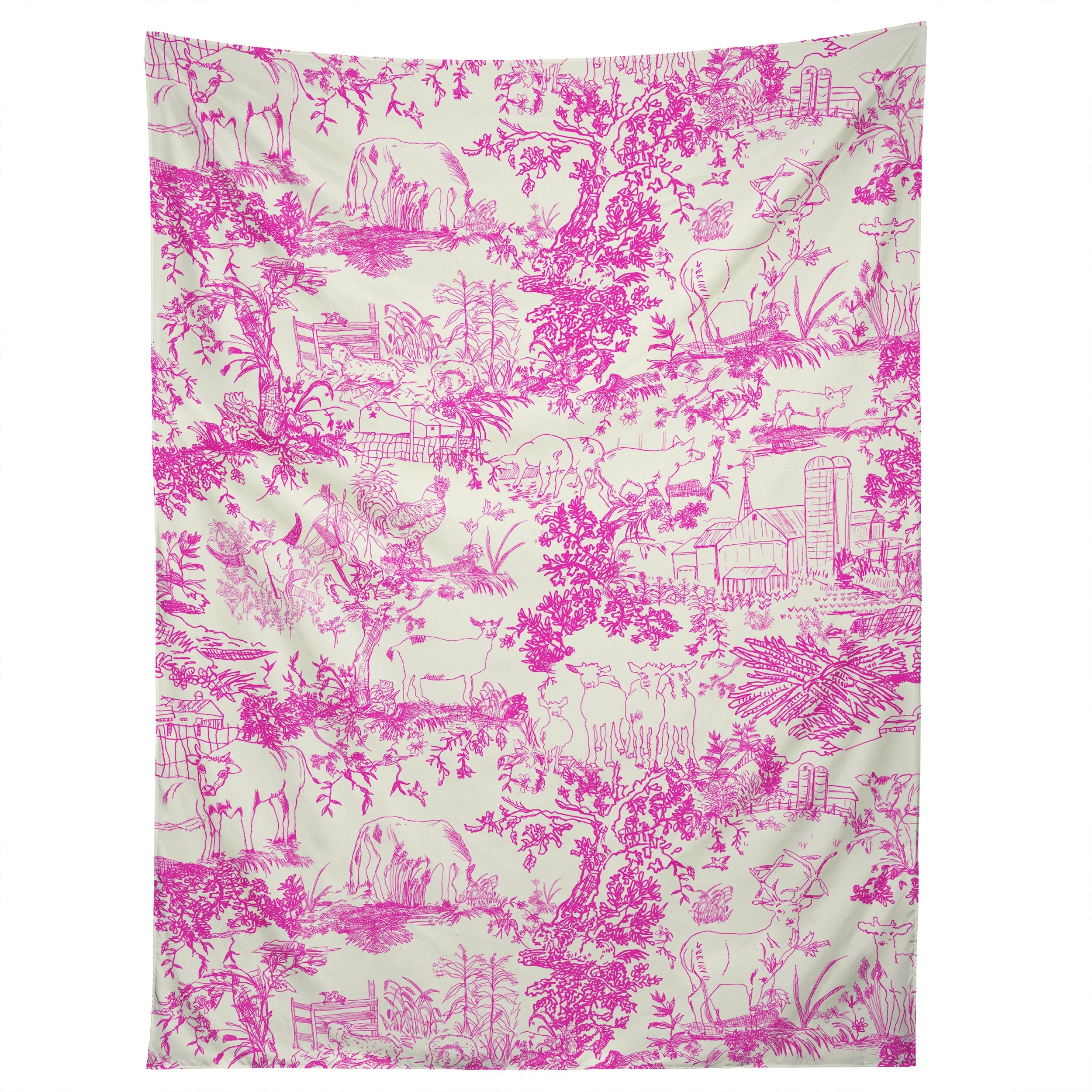 Rachelle Roberts Farm Land Toile In Pink Tapestry